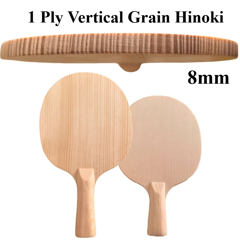 Table Tennis Blade - 1-Ply 8mm Vertical Grain Hinoki Table